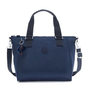 KIPLING Amiel Shoulder Tote Bag w/ Crossbody Strap & Keychain NWT Navy Blue
